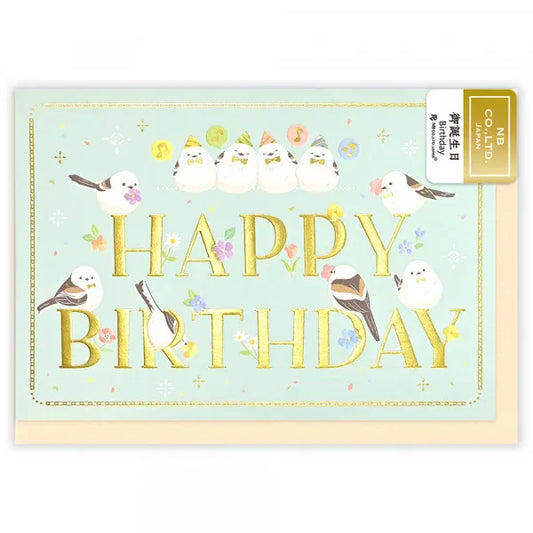 日本NB 可愛雪鳥排排坐 : Happy Birthday 生日卡