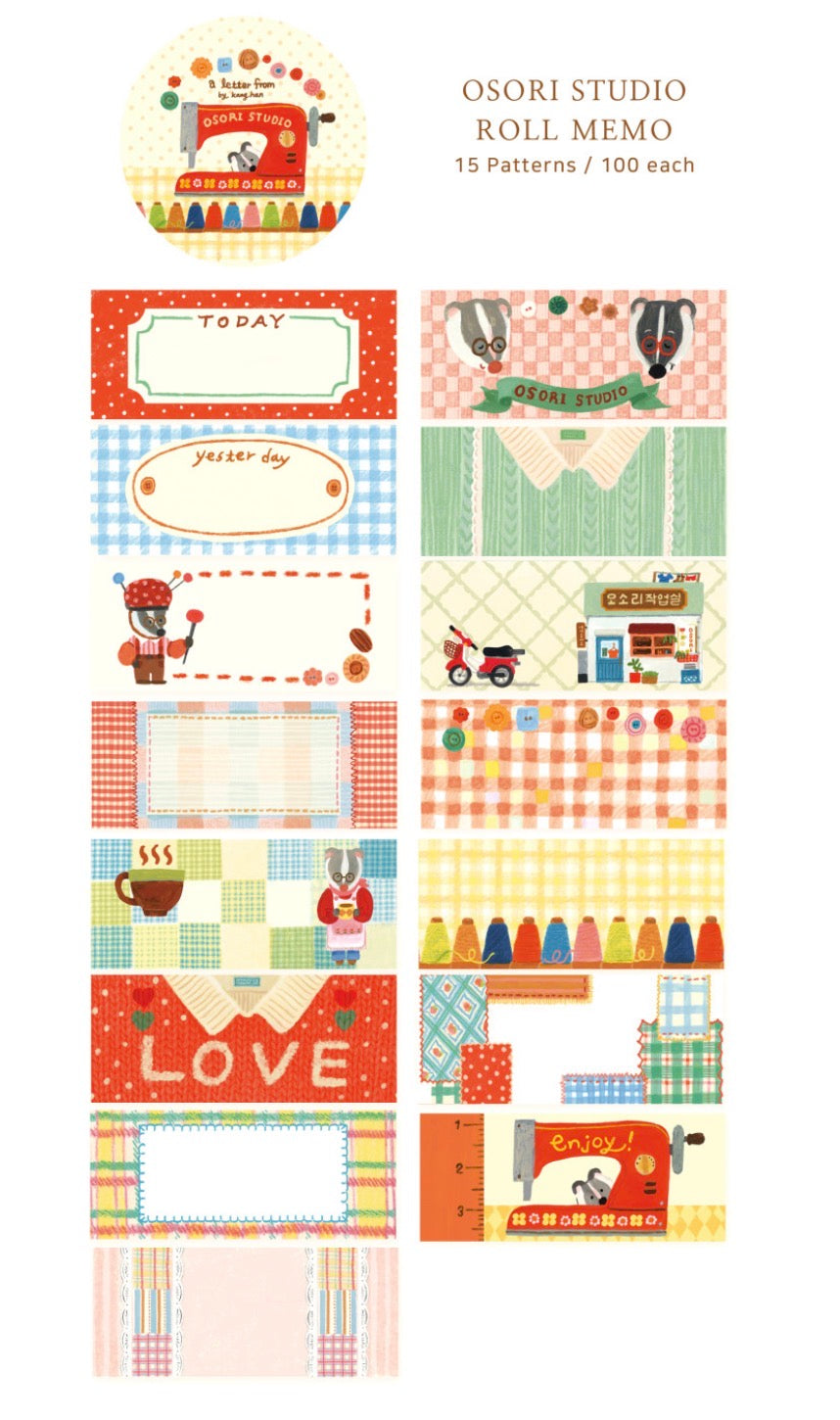 韓國Osoli Studio 彩色編織日記Sticky Roll Memo : 可書寫✍️ 一卷100 張 (預購貨品，下單後14天出貨)