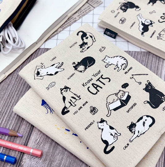 台灣 Our Treasure 帆布書衣手帳 連橫間筆記本 - 貓咪及狗狗款