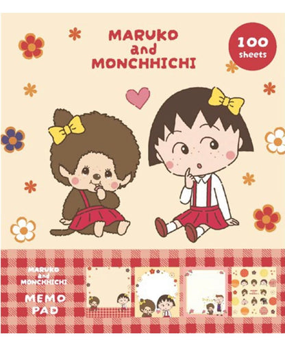 新品自動9 折‼️日本Monchichi x 櫻桃小丸子100 頁￼便條磚 [預購貨品］