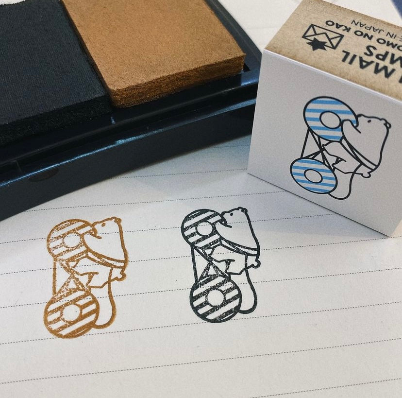 日本 I love Stamp 木製印章 - 北極熊和文件袋