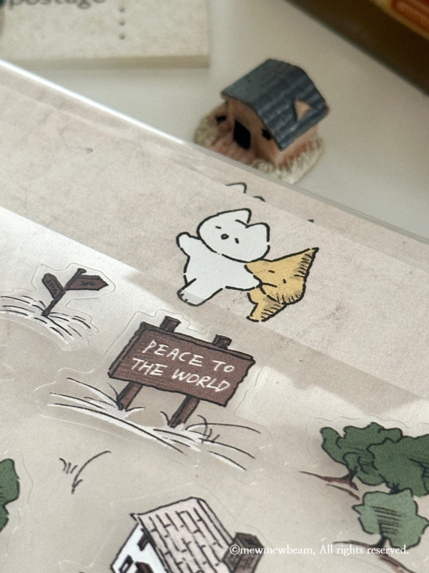 韓國Mewmewbeam 復古懷舊A5 大張貼紙 - 2 款選擇* [預購貨品，下單後14天出貨]