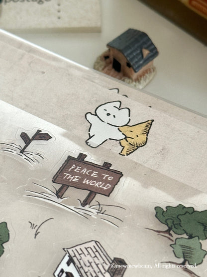 韓國Mewmewbeam 復古懷舊A5 大張貼紙 - 2 款選擇* [預購貨品，下單後14天出貨]