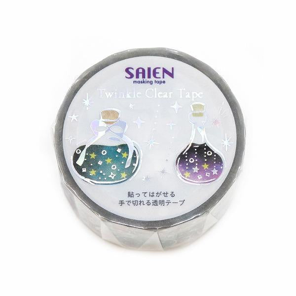 日本Saien 熨銀透明3 米長紙膠帶 - 閃閃星空魔法瓶