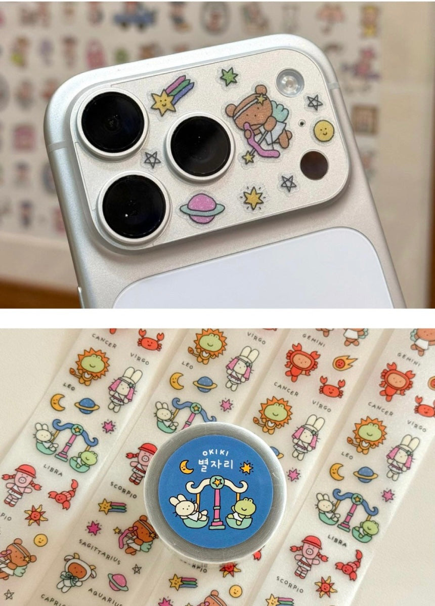 韓國星座 Zodiac kisscut 閃爍卷裝粒粒貼紙