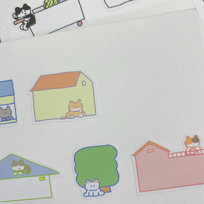 韓國 Cat Family 卷裝粒粒貼紙 : Sweet Home (增量5米一卷，可書寫）