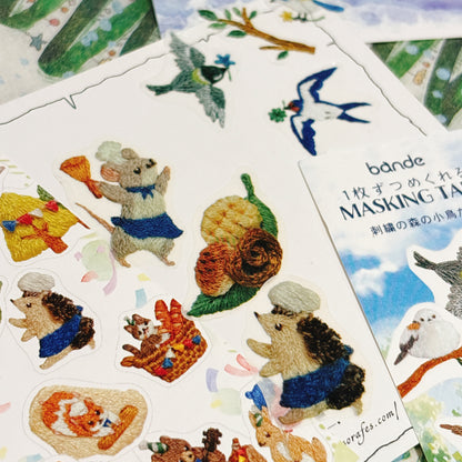 日本bande 粒粒和紙貼紙 （仿刺繡）森林動物村莊