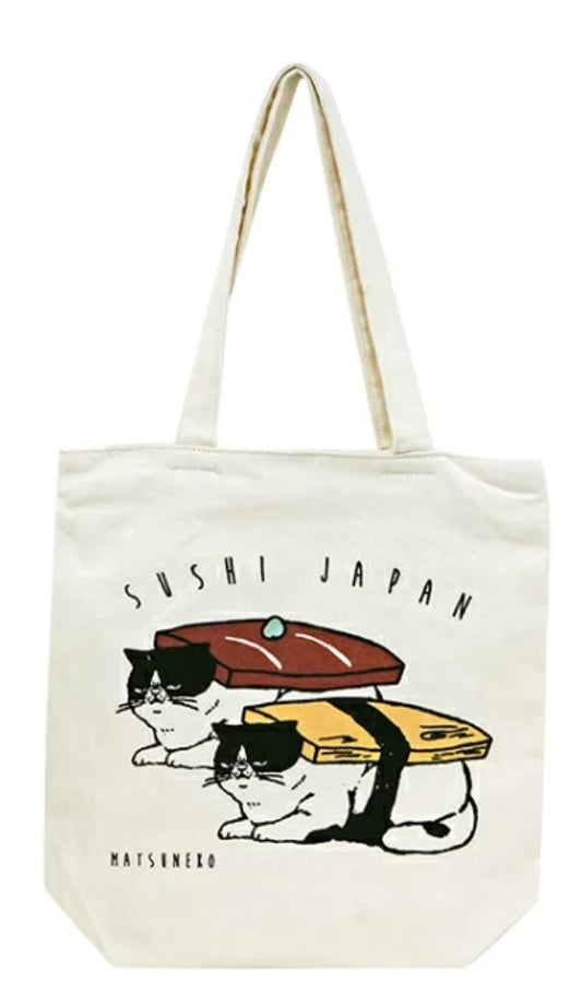 日本Esola 宅宅肥貓系列Totebag - 貓貓壽司 (可放A4尺寸）現貨發售💛