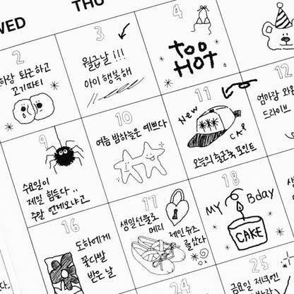 韓國 黑白塗鴉 Roll Stickers - （可獨立撕下每一粒）[預購貨品］