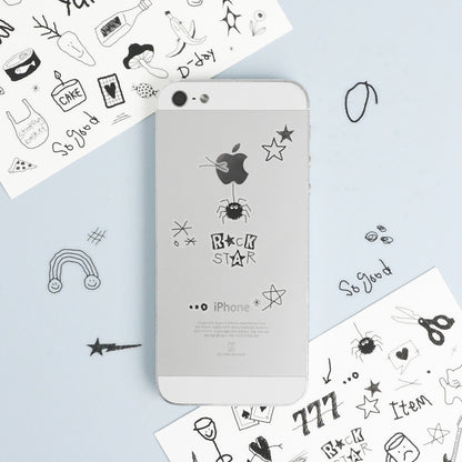 韓國 黑白塗鴉 Roll Stickers - （可獨立撕下每一粒）[預購貨品］