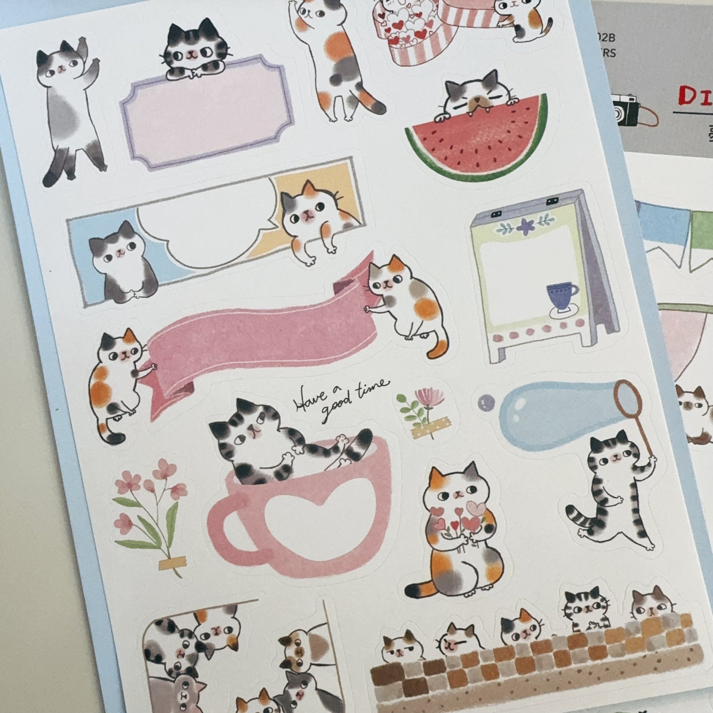 貓咪相片留言裝飾貼紙 - 快樂小聚（可書寫）