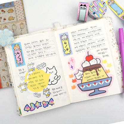 韓國插畫家썸켓츠 紙質可書寫卷裝 Label 貼 - Good night 貓咪