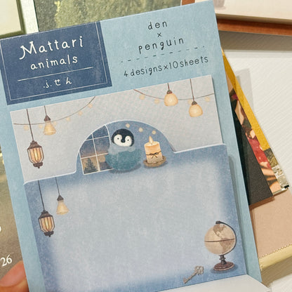 日本可愛動物小店主題便條貼 (4 種尺寸‼️) - 小企鵝的魔法書店
