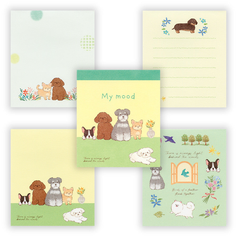 日本 NB Lovely Pets My Mood 四圖案 80頁便條簿 - 狗狗