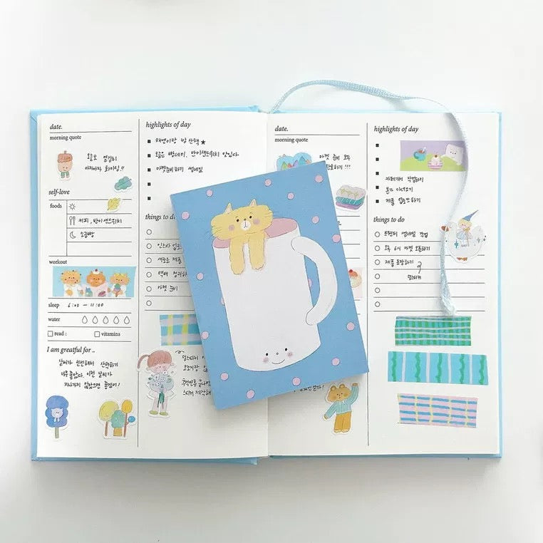 韓國 Tomatoyou 便條磚 - 貓咪的杯子