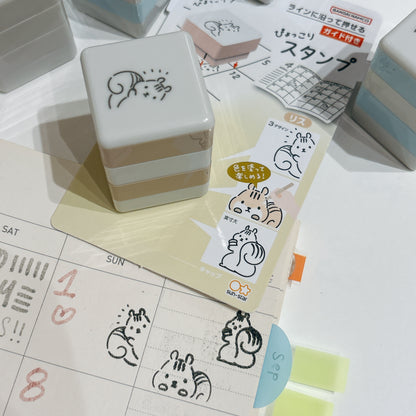 日本層層疊Corner☆Stamp 自帶墨印章第二彈 - 小松鼠🐿️