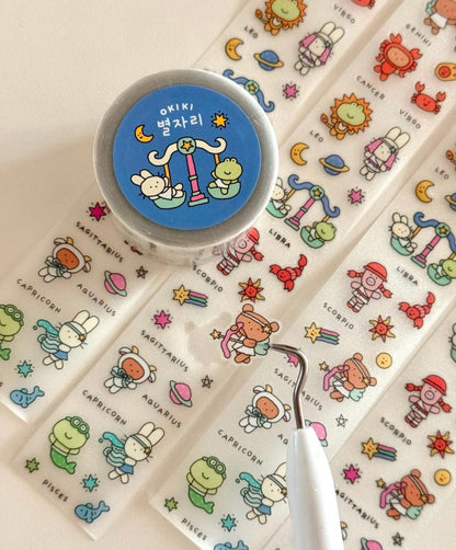 韓國星座 Zodiac kisscut 閃爍卷裝粒粒貼紙