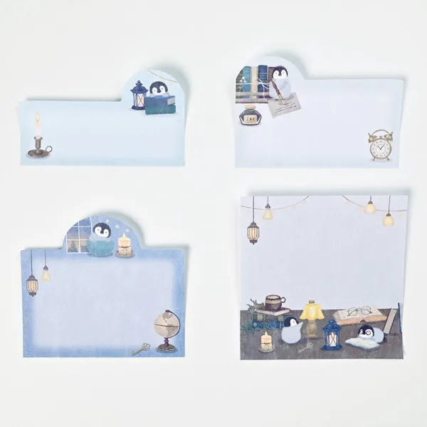 日本可愛動物小店主題便條貼 (4 種尺寸‼️) - 小企鵝的魔法書店