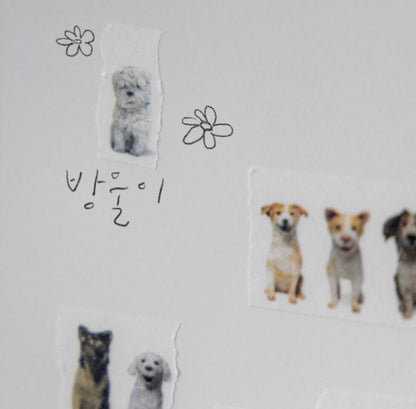 韓國Rolled Paint 很多很多隻狗狗紙膠帶 - 一米 / 整卷