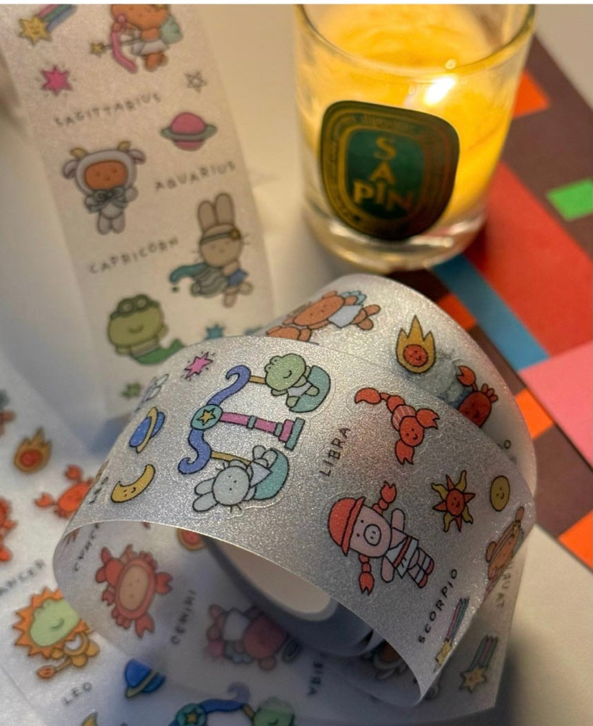 韓國星座 Zodiac kisscut 閃爍卷裝粒粒貼紙