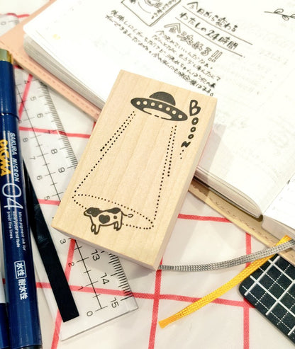 日本 I love Stamp 木製印章 - UFO宇宙之船