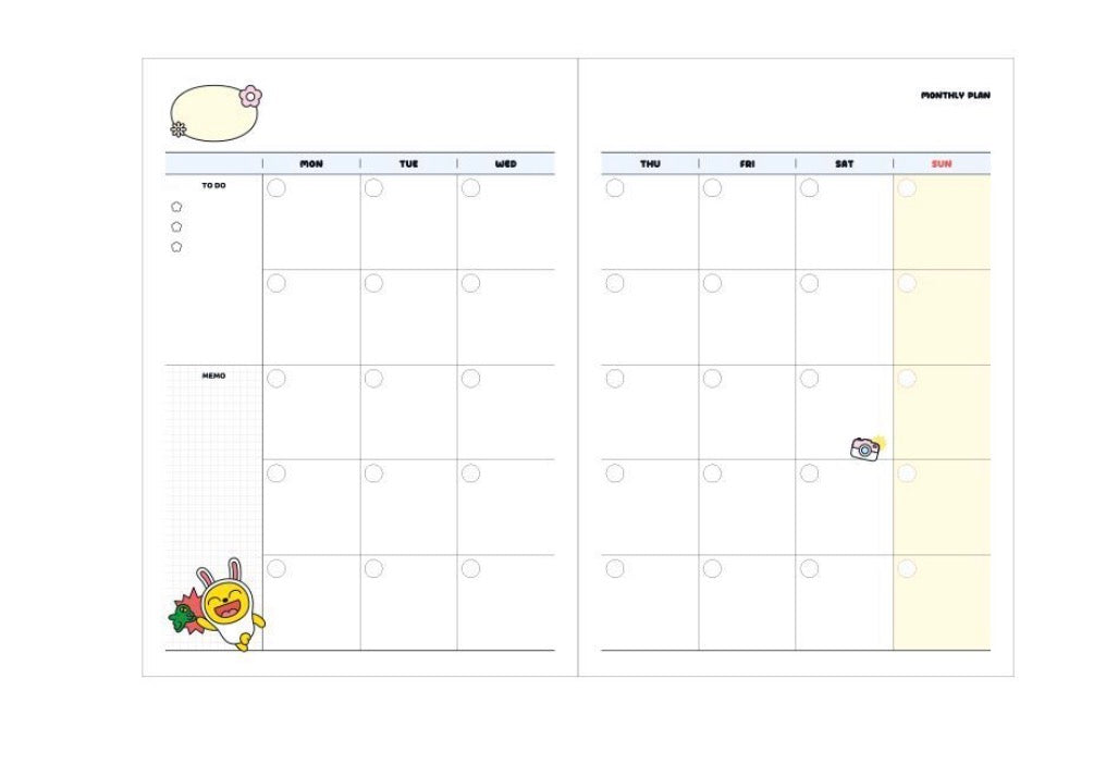 輕便之選‼️ 韓國 Kakao Friends 自填日子A5 Monthly 月計劃 [預購貨品]