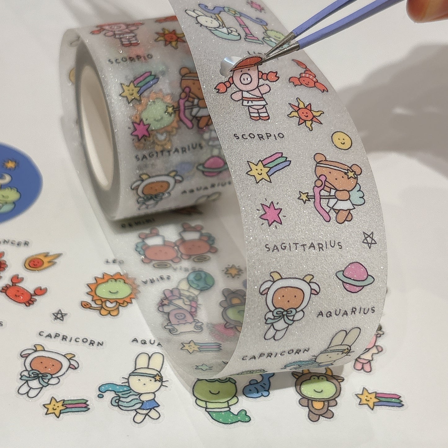 韓國星座 Zodiac kisscut 閃爍卷裝粒粒貼紙