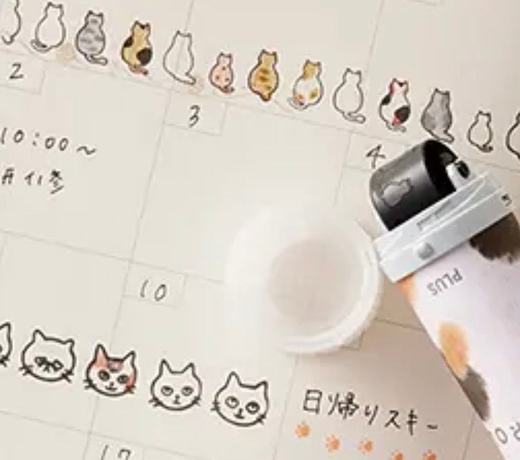 日本PLUS Deco Roll 全部都係貓轆轆印章：貓的背影 / 一張張貓臉🙀