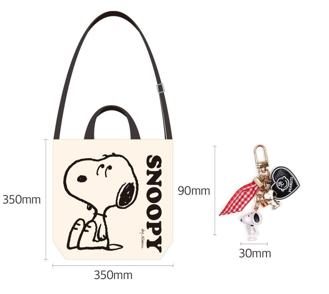 My Snoopy World 大頭Snoopy 側孭手挽兩用帆布袋- 2色選擇 (預購貨品）