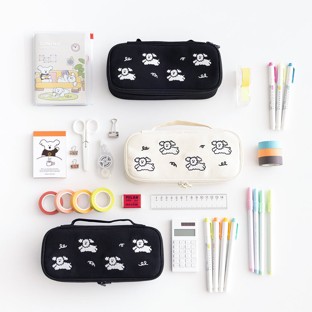 韓國My Little Puppy 大容量夾層 Pens Pocket Case - 兩色選擇  * [預購貨品，下單後14天出貨]