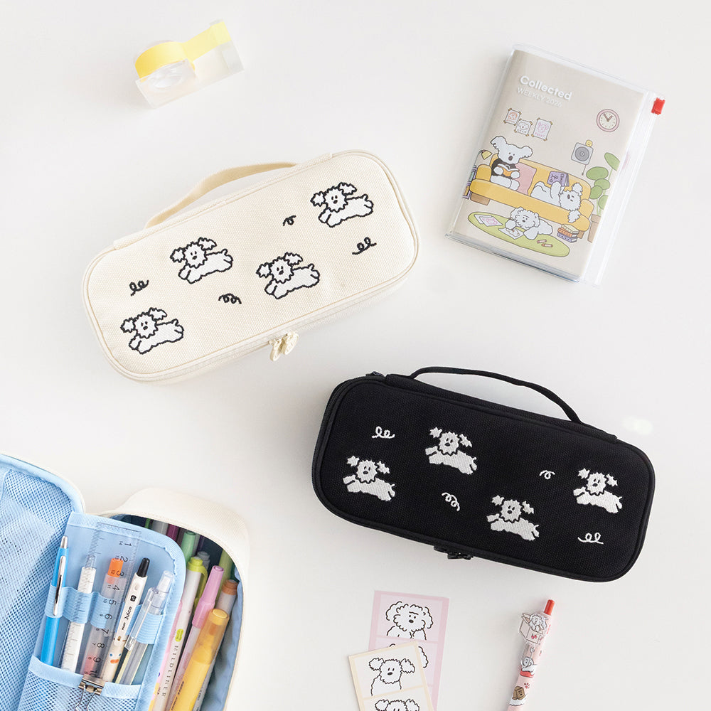 韓國My Little Puppy 大容量夾層 Pens Pocket Case - 兩色選擇  * [預購貨品，下單後14天出貨]