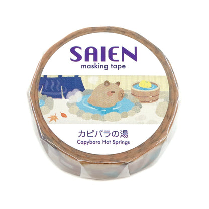 日本Saien 和紙 7 米長紙膠帶 - 溫泉水豚