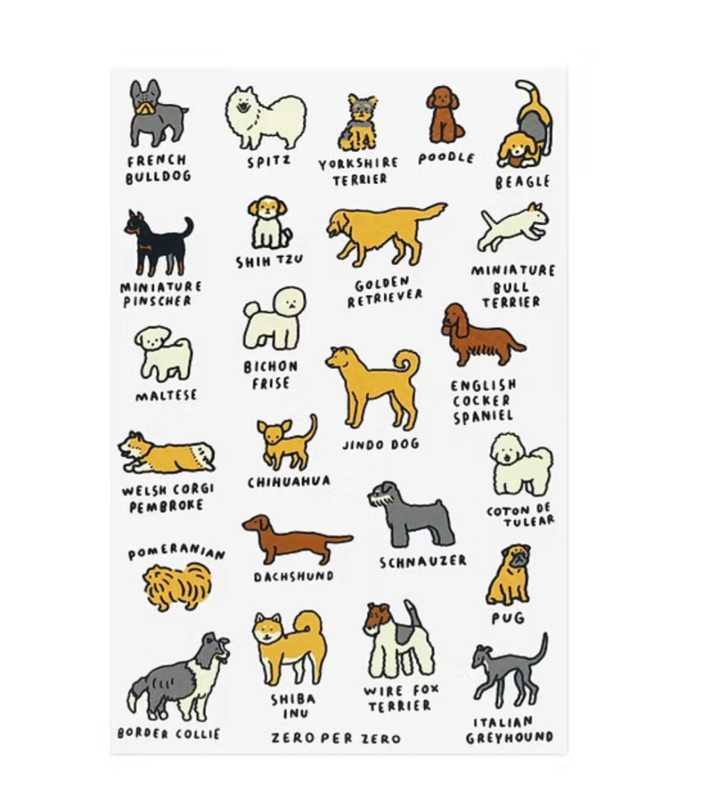 世界圖鑑系列：狗狗絲版印刷明信片