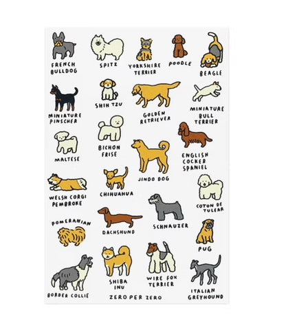 世界圖鑑系列：狗狗絲版印刷明信片