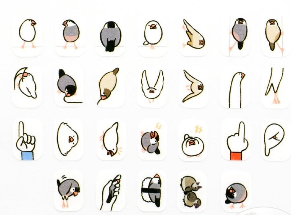 日本bande可書寫和紙貼紙 - 很多的雀鳥們