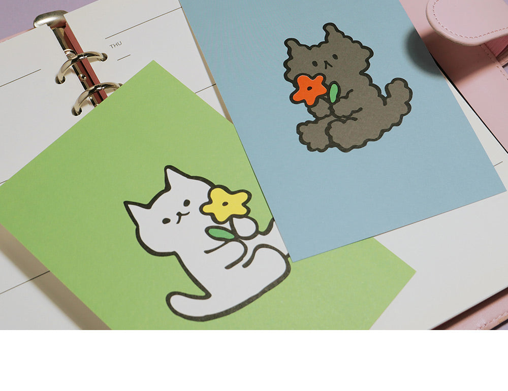 韓國插畫師썸캣츠可愛貓咪 Message Card - 送你一枝花
