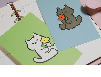 韓國插畫師썸캣츠可愛貓咪 Message Card - 送你一枝花