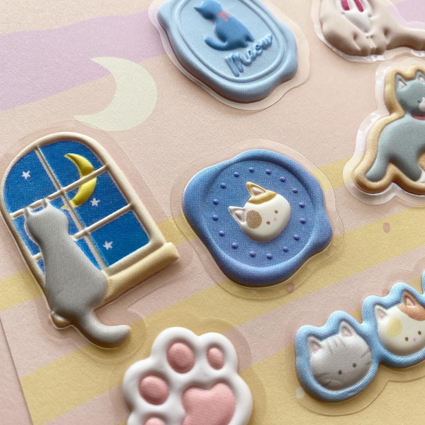 日本Clay Art 漲卜卜氣墊貼紙包 - 肉球貓咪系列