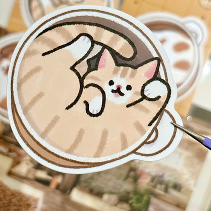 韓國插畫師Doehye Drawing 大貼紙 - 來一杯 Cat-puccino ☕️