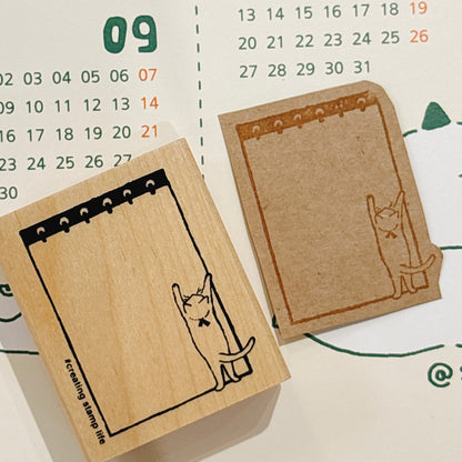 日本 I love Stamp 木製框框印章 - 貓咪告示
