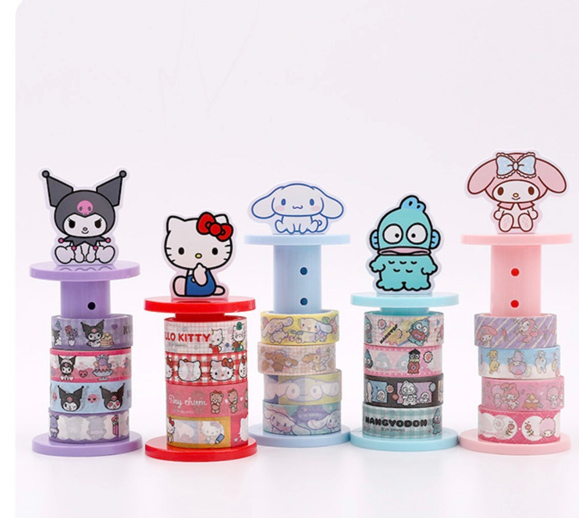 日本Sanrio Characters 紙膠帶Holder 連紙膠帶套裝 - 肉桂狗 / 水怪 / Kuromi / Hello Kitty / My Melody [預購貨品］