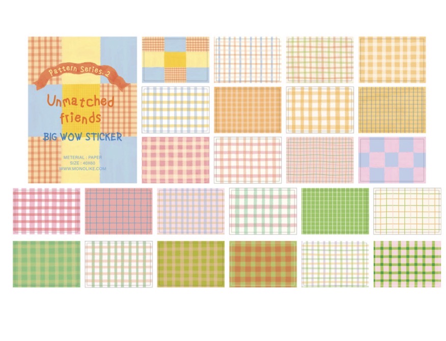 韓國By Nacoo Message and Label 盒仔貼紙 - 格仔 * [預購貨品，下單後一星期出貨]