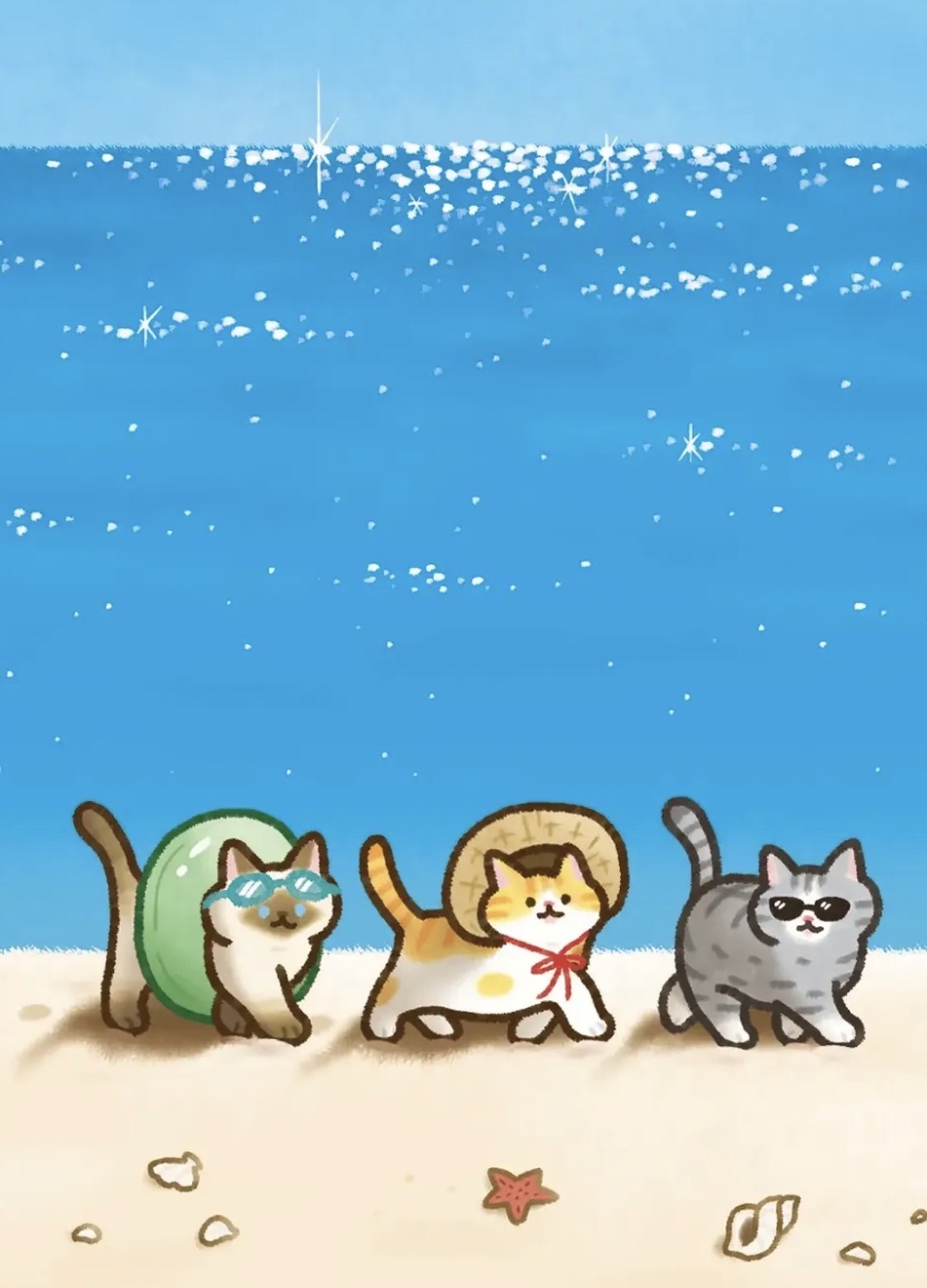 韓國Doehye Drawing卡片系列 - 貓咪的海灘散步時間