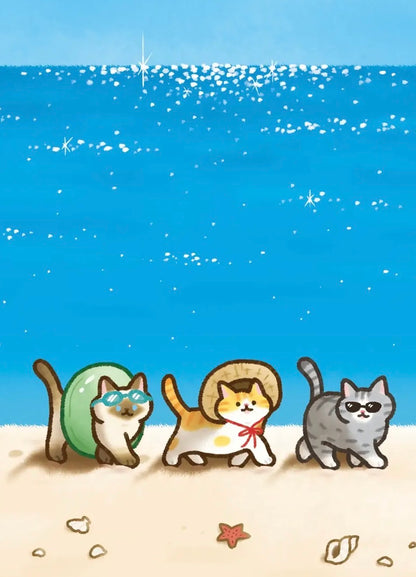 韓國Doehye Drawing卡片系列 - 貓咪的海灘散步時間