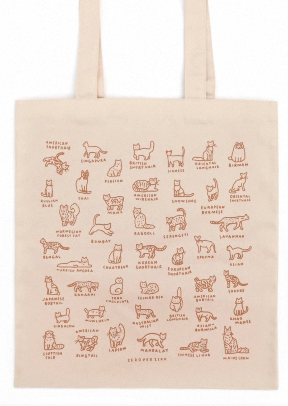 世界圖鑑系列 : 貓咪家族帆布米色Totebag * [預購貨品，下單後14天出貨]