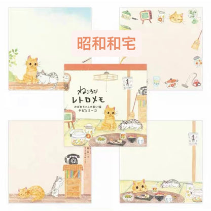 日本 昭和貓咪 🐱 方形便條簿 - 四款
