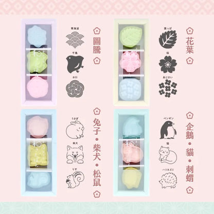 日本Sunstar 和菓子印章組合 - 樹葉、櫻花和繡球花