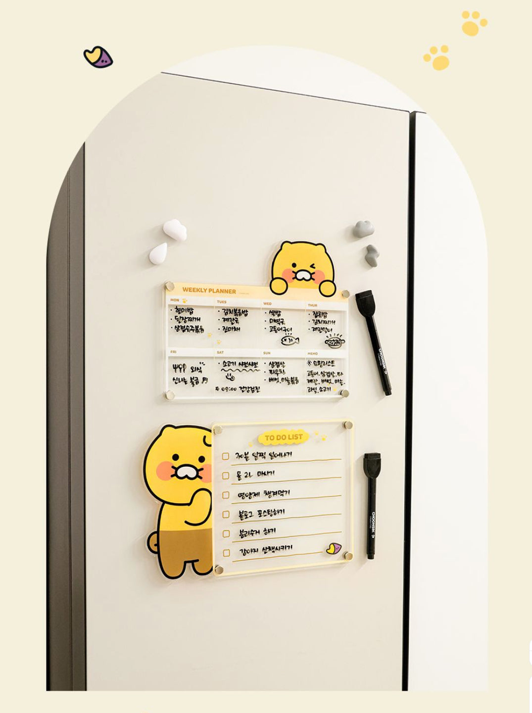 韓國春植磁石每週日程規劃板 (附有筆）
