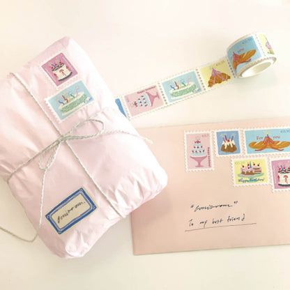 韓國Boniroom 郵票紙膠帶 甜品世界5米長* [預購貨品，下單後14天出貨]
