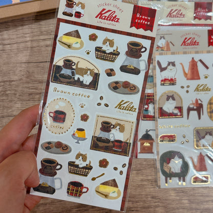 日本Kalita 貓咪咖啡館系列貼紙 - 一共4 款